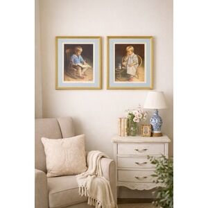 Vintage 1969 James‎ Ingwersen Gary & Gretchen Framed Set of 2